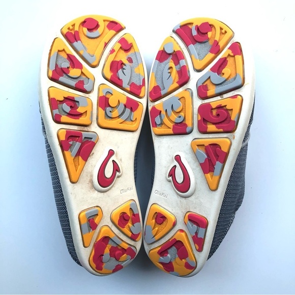 Olukai Nohea Gray Mesh Shoe collapsible slip on sneakers - Picture 5 of 9